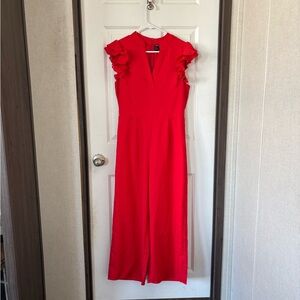 SHEIN Vibrant Red Ruffle Sleeve Dress